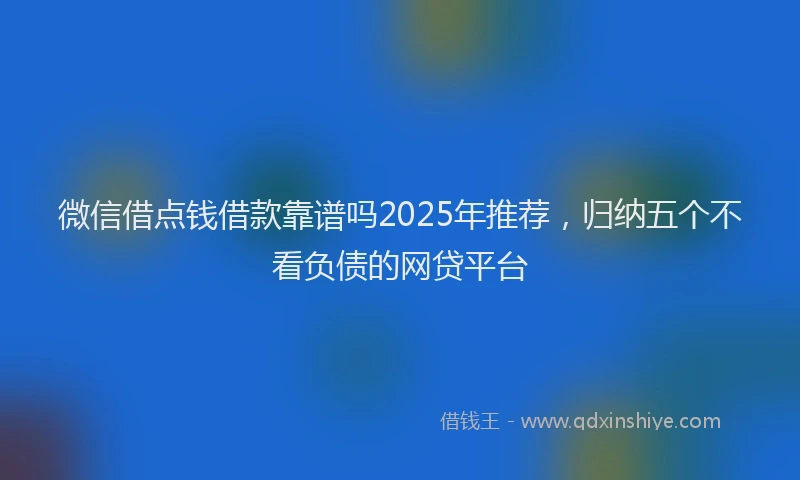 微信借点钱借款靠谱吗2025年推荐，归纳五个不看负债的网贷平台