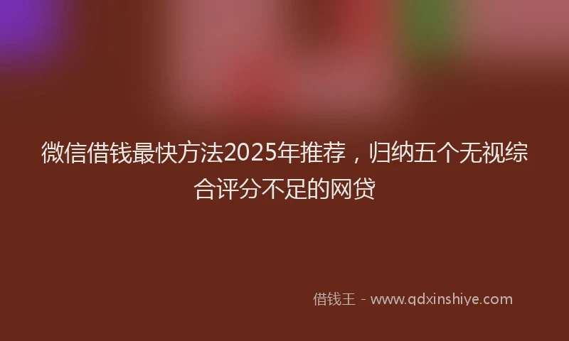 微信借钱最快方法2025年推荐，归纳五个无视综合评分不足的网贷