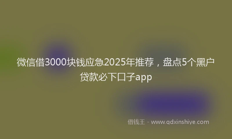 微信借3000块钱应急2025年推荐，盘点5个黑户贷款必下口子app