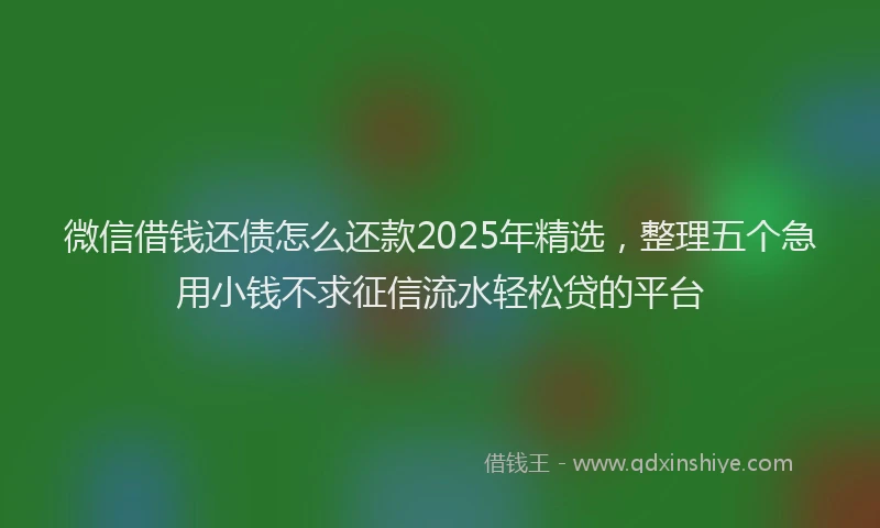 微信借钱还债怎么还款2025年精选，整理五个急用小钱不求征信流水轻松贷的平台