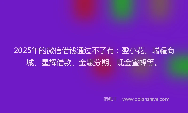 2025年的微信借钱通过不了有：盈小花、瑞耀商城、星辉借款、金瀛分期、现金蜜蜂等。