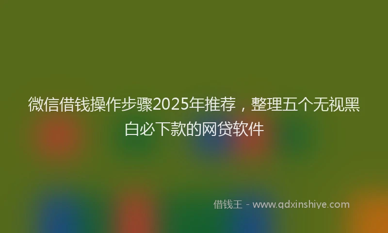 微信借钱操作步骤2025年推荐，整理五个无视黑白必下款的网贷软件