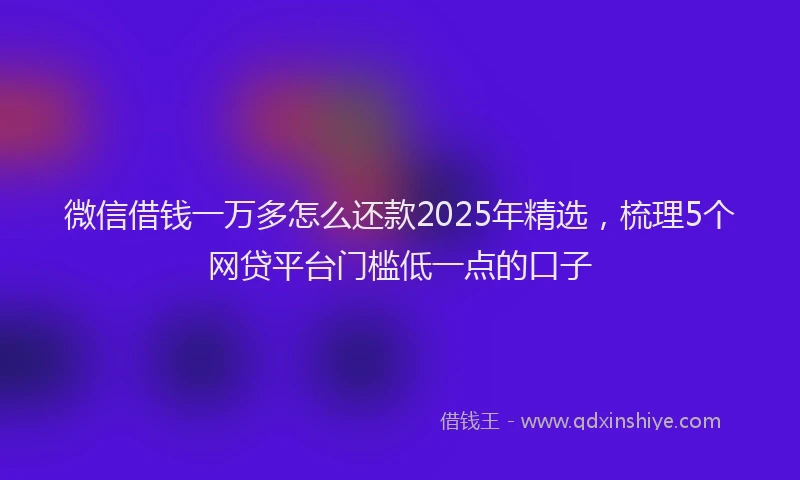 微信借钱一万多怎么还款2025年精选，梳理5个网贷平台门槛低一点的口子