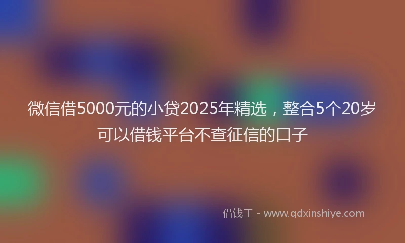 微信借5000元的小贷2025年精选，整合5个20岁可以借钱平台不查征信的口子