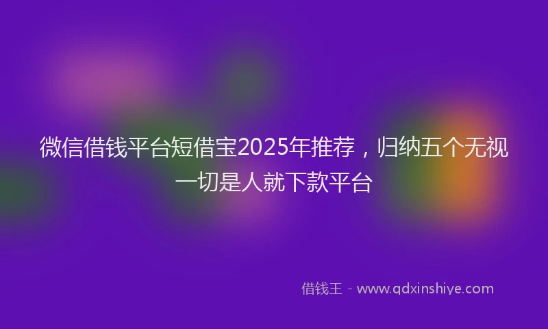 微信借钱平台短借宝2025年推荐，归纳五个无视一切是人就下款平台