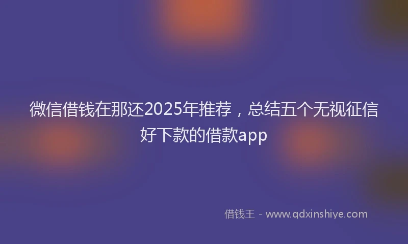 微信借钱在那还2025年推荐，总结五个无视征信好下款的借款app