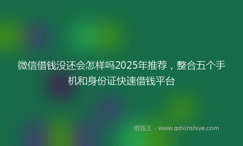 微信借钱没还会怎样吗2025年推荐，整合五个手机和身份证快速借钱平台