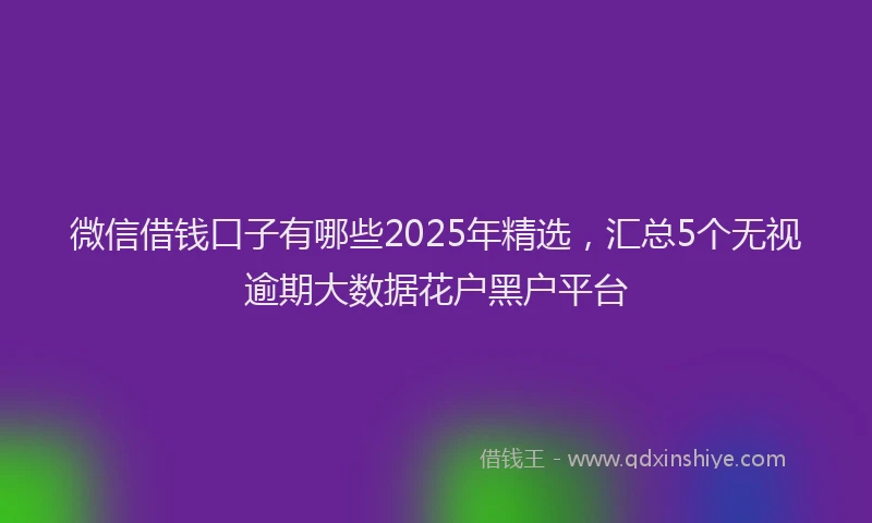 微信借钱口子有哪些2025年精选，汇总5个无视逾期大数据花户黑户平台