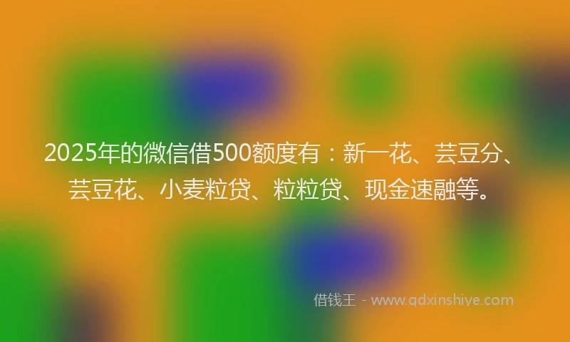 2025年的微信借500额度有：新一花、芸豆分、芸豆花、小麦粒贷、粒粒贷、现金速融等。