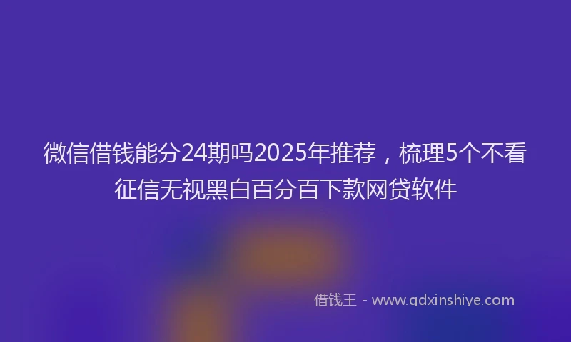微信借钱能分24期吗2025年推荐，梳理5个不看征信无视黑白百分百下款网贷软件