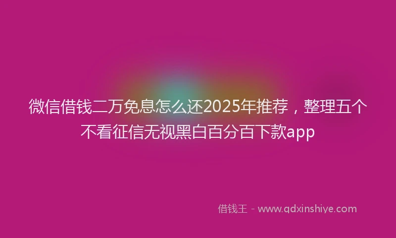 微信借钱二万免息怎么还2025年推荐，整理五个不看征信无视黑白百分百下款app