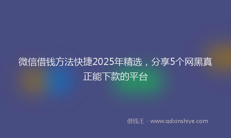 微信借钱方法快捷2025年精选，分享5个网黑真正能下款的平台