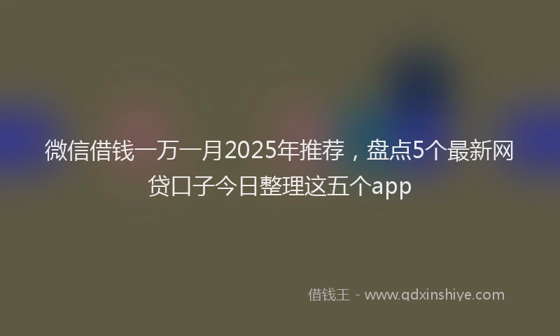 微信借钱一万一月2025年推荐，盘点5个最新网贷口子今日整理这五个app