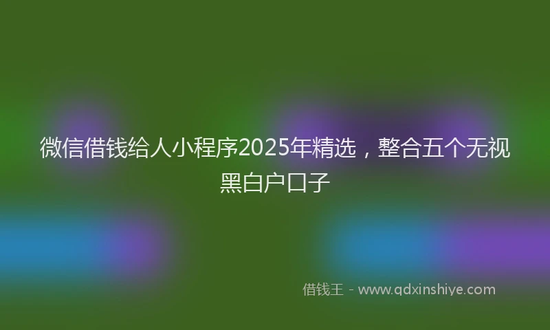 微信借钱给人小程序2025年精选，整合五个无视黑白户口子