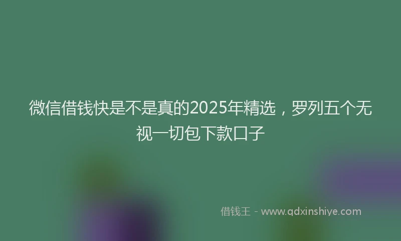 微信借钱快是不是真的2025年精选，罗列五个无视一切包下款口子