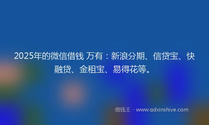 2025年的微信借钱 万有：新浪分期、信贷宝、快融贷、金租宝、易得花等。