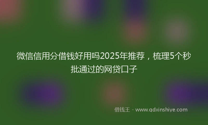 微信信用分借钱好用吗2025年推荐，梳理5个秒批通过的网贷口子