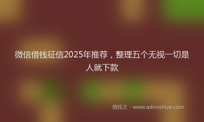 微信借钱征信2025年推荐，整理五个无视一切是人就下款