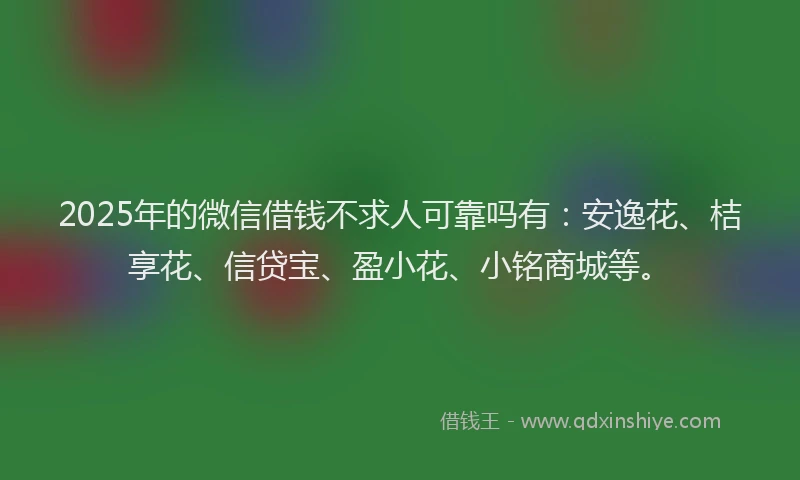2025年的微信借钱不求人可靠吗有：安逸花、桔享花、信贷宝、盈小花、小铭商城等。
