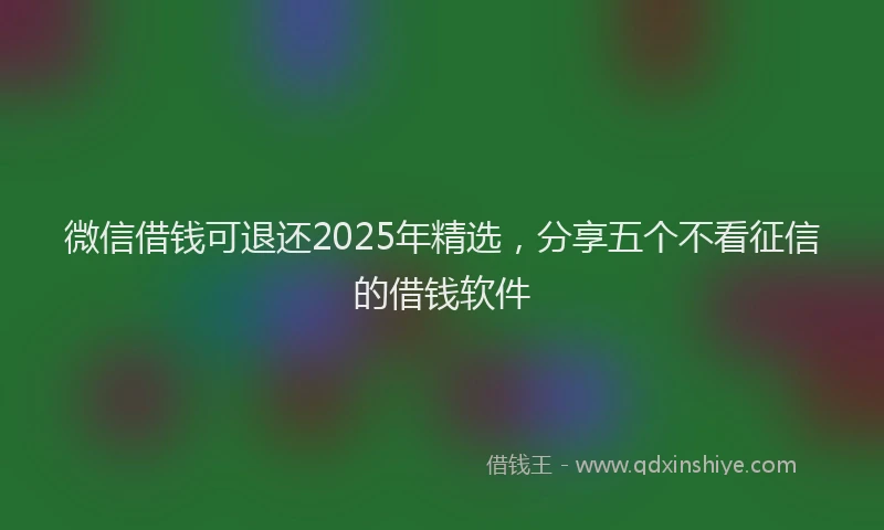 微信借钱可退还2025年精选，分享五个不看征信的借钱软件