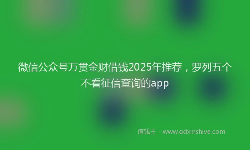 微信公众号万贯金财借钱2025年推荐，罗列五个不看征信查询的app