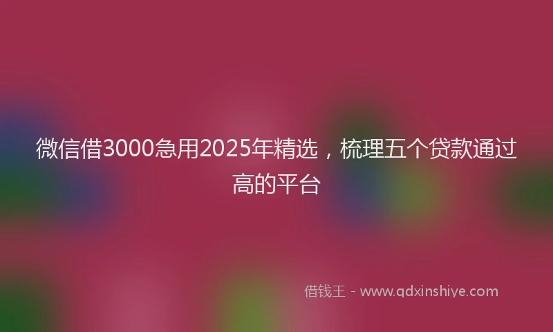 微信借3000急用2025年精选，梳理五个贷款通过高的平台