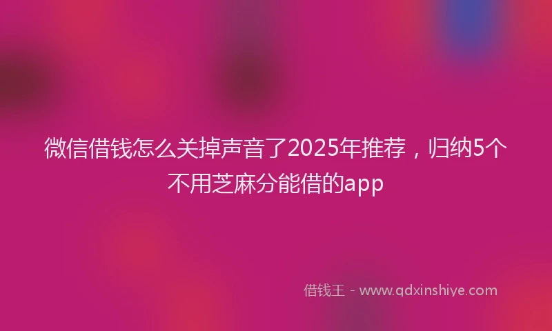 微信借钱怎么关掉声音了2025年推荐，归纳5个不用芝麻分能借的app