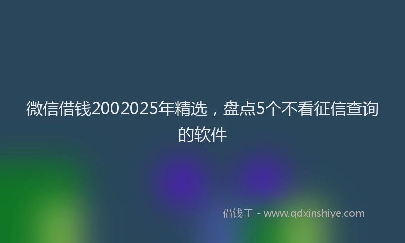 微信借钱2002025年精选，盘点5个不看征信查询的软件