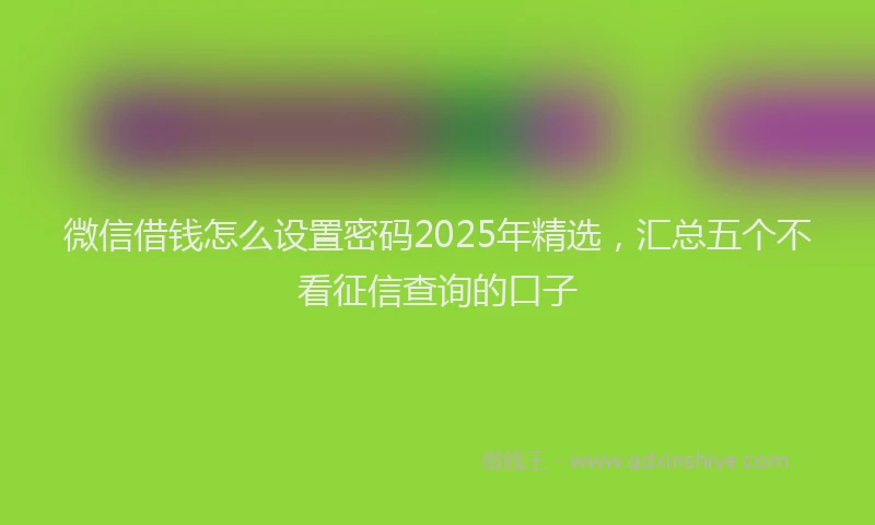 微信借钱怎么设置密码2025年精选，汇总五个不看征信查询的口子