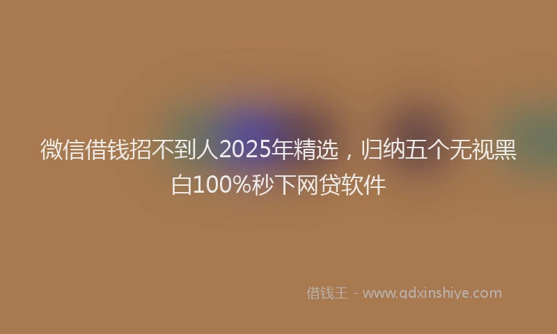 微信借钱招不到人2025年精选，归纳五个无视黑白100%秒下网贷软件