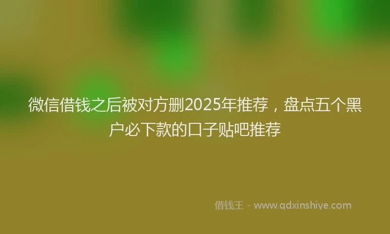 微信借钱之后被对方删2025年推荐，盘点五个黑户必下款的口子贴吧推荐