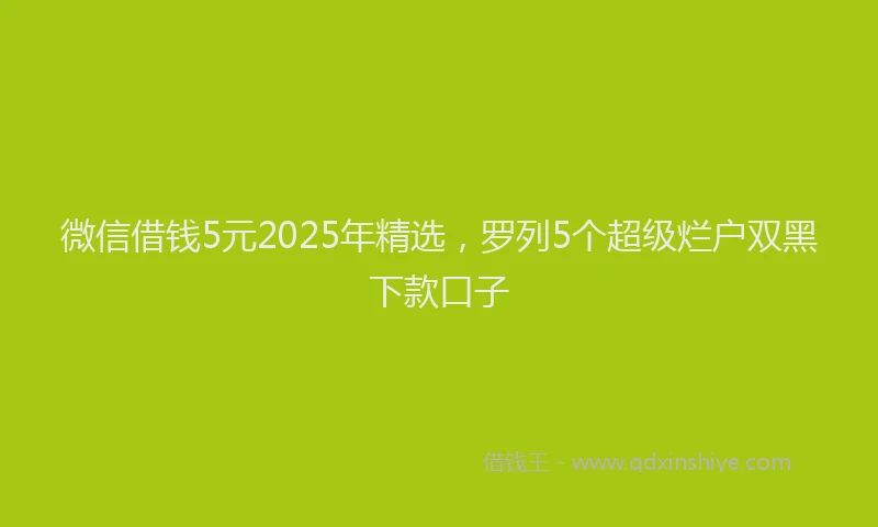 微信借钱5元2025年精选，罗列5个超级烂户双黑下款口子