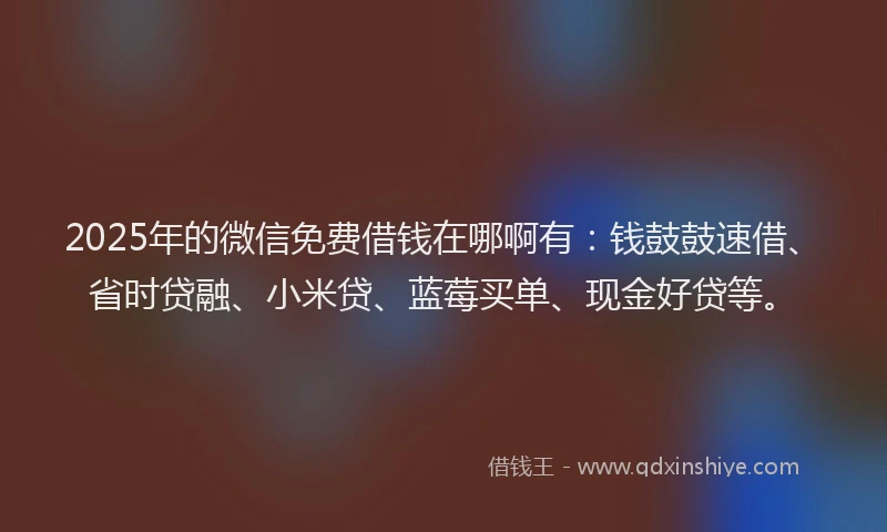 2025年的微信免费借钱在哪啊有：钱鼓鼓速借、省时贷融、小米贷、蓝莓买单、现金好贷等。