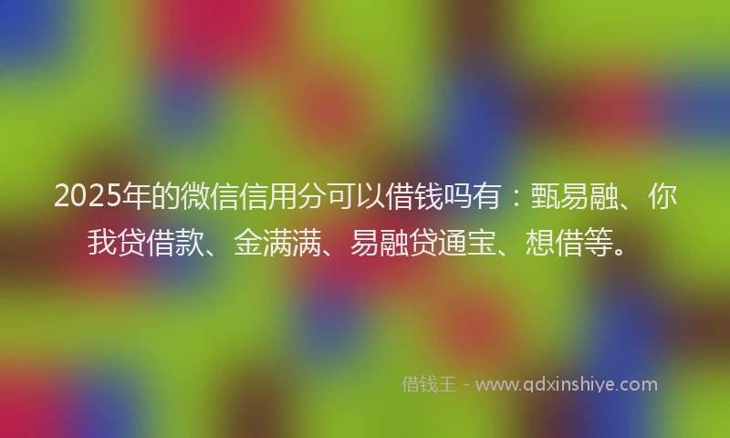 2025年的微信信用分可以借钱吗有：甄易融、你我贷借款、金满满、易融贷通宝、想借等。