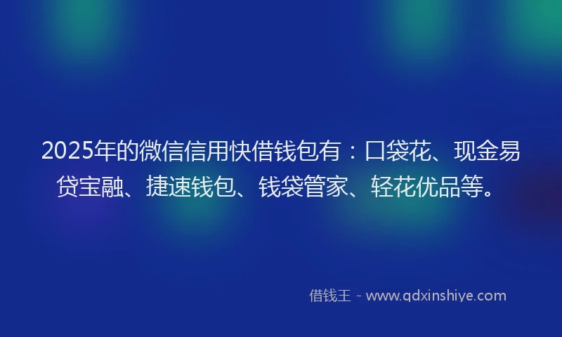 2025年的微信信用快借钱包有：口袋花、现金易贷宝融、捷速钱包、钱袋管家、轻花优品等。