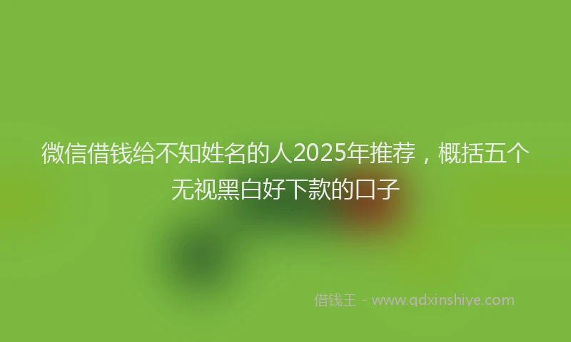 微信借钱给不知姓名的人2025年推荐，概括五个无视黑白好下款的口子