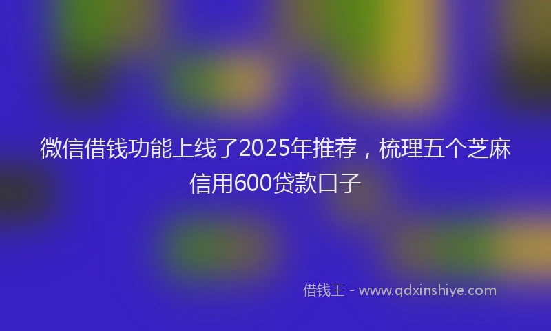微信借钱功能上线了2025年推荐，梳理五个芝麻信用600贷款口子