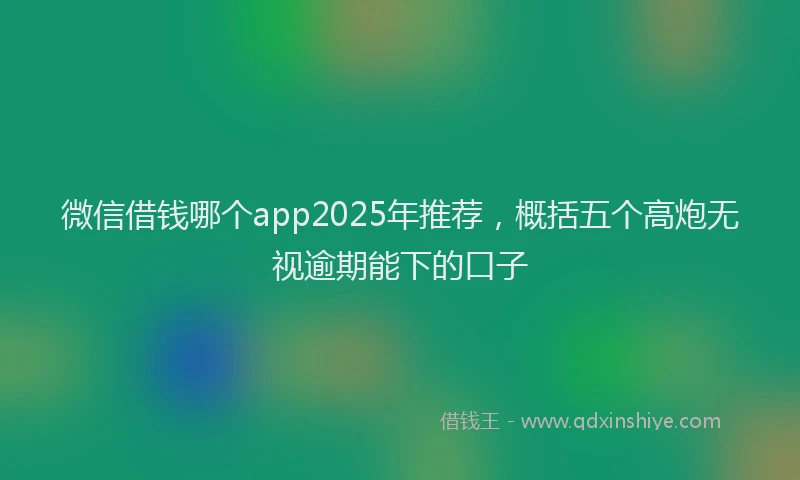 微信借钱哪个app2025年推荐，概括五个高炮无视逾期能下的口子