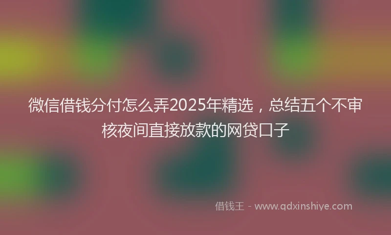 微信借钱分付怎么弄2025年精选，总结五个不审核夜间直接放款的网贷口子