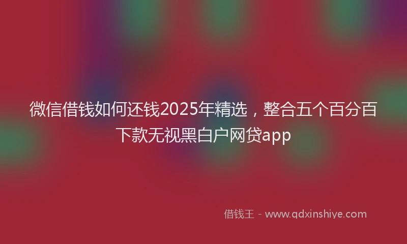 微信借钱如何还钱2025年精选，整合五个百分百下款无视黑白户网贷app