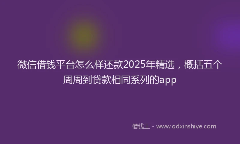 微信借钱平台怎么样还款2025年精选，概括五个周周到贷款相同系列的app