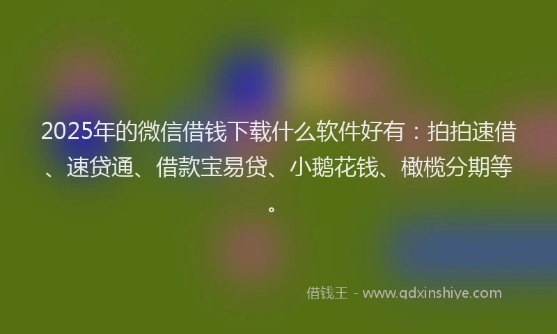 2025年的微信借钱下载什么软件好有：拍拍速借、速贷通、借款宝易贷、小鹅花钱、橄榄分期等。