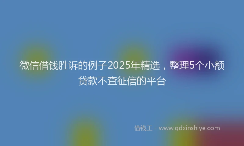 微信借钱胜诉的例子2025年精选，整理5个小额贷款不查征信的平台