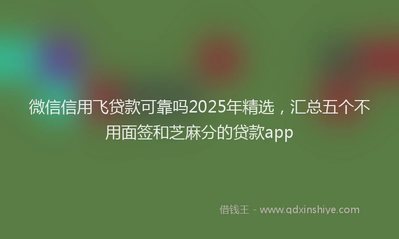 微信信用飞贷款可靠吗2025年精选，汇总五个不用面签和芝麻分的贷款app