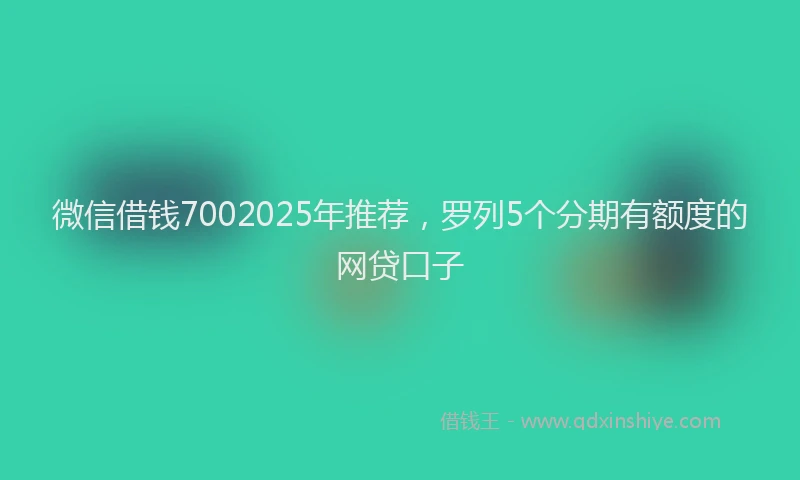 微信借钱7002025年推荐，罗列5个分期有额度的网贷口子