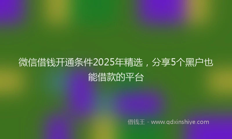 微信借钱开通条件2025年精选，分享5个黑户也能借款的平台