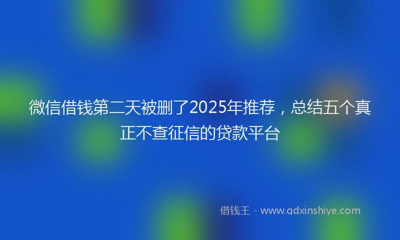 微信借钱第二天被删了2025年推荐，总结五个真正不查征信的贷款平台