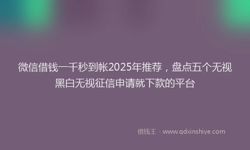 微信借钱一千秒到帐2025年推荐，盘点五个无视黑白无视征信申请就下款的平台