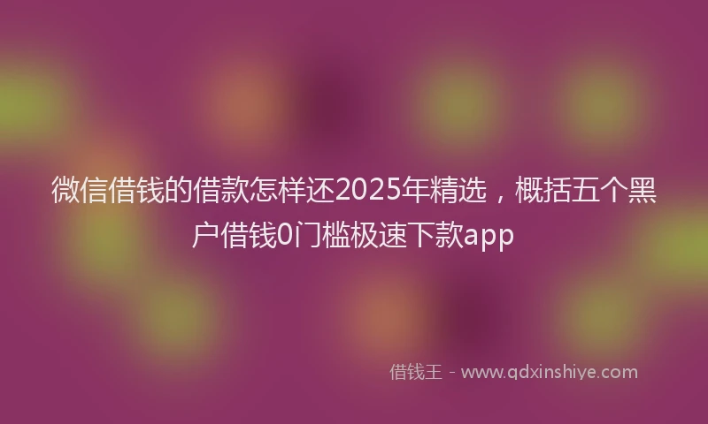 微信借钱的借款怎样还2025年精选，概括五个黑户借钱0门槛极速下款app