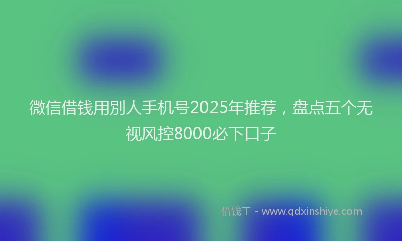 微信借钱用別人手机号2025年推荐，盘点五个无视风控8000必下口子